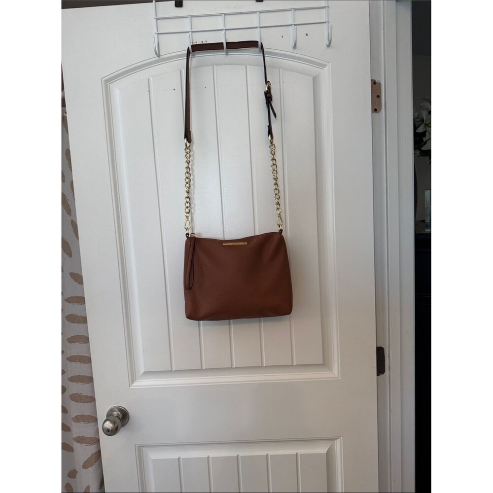 Steve Madden Brown Leather Crossbody Bag with Gold Chain